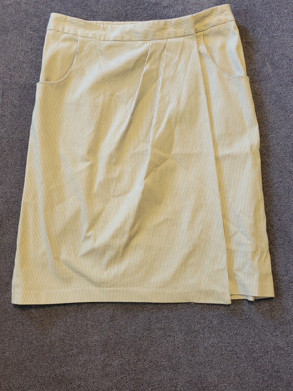 Banana Republic White Wrap Skirt with Thin Black Pinstripes